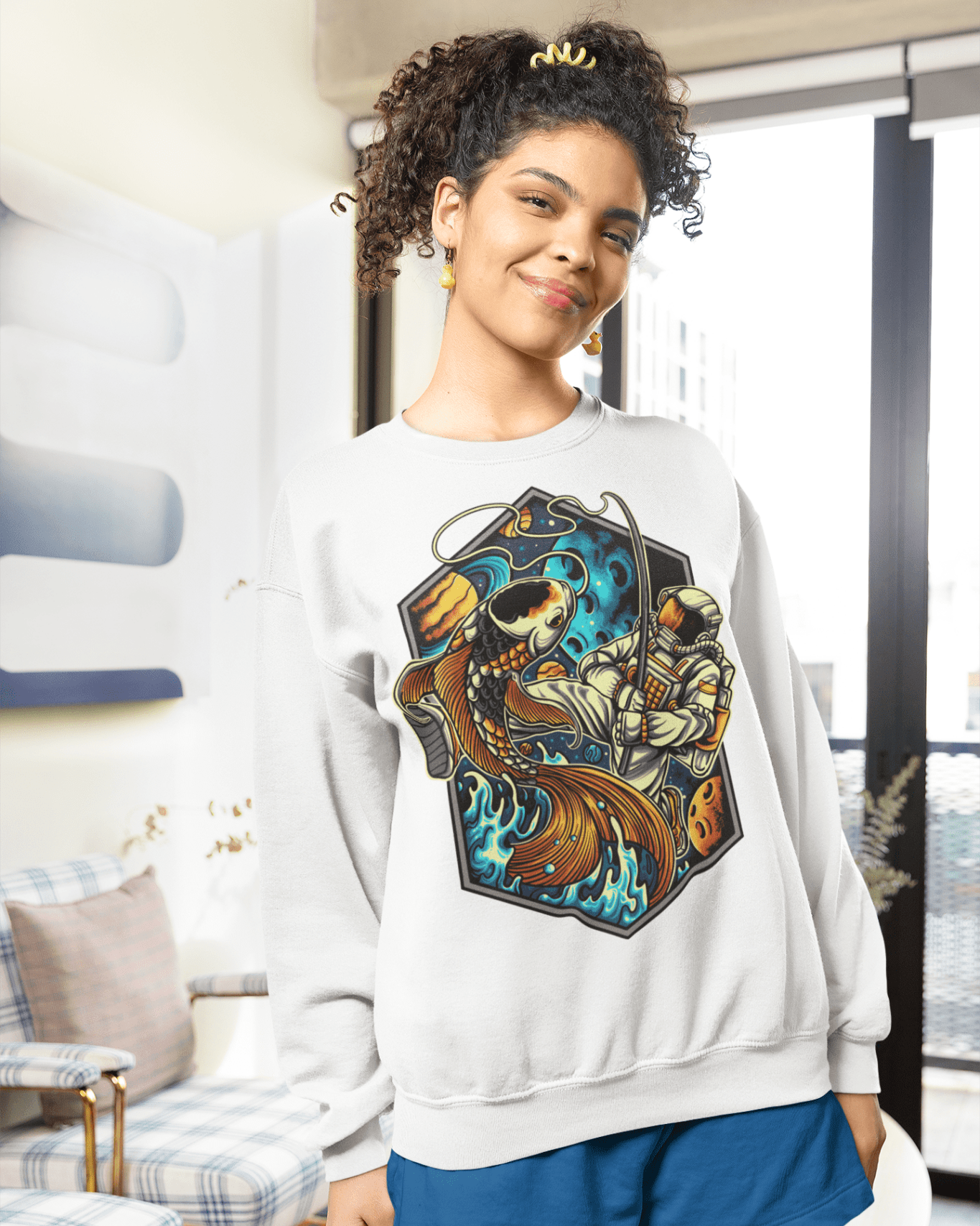 Astro Fishing - Unisex Sweatshirt || TeeStitch Apparel