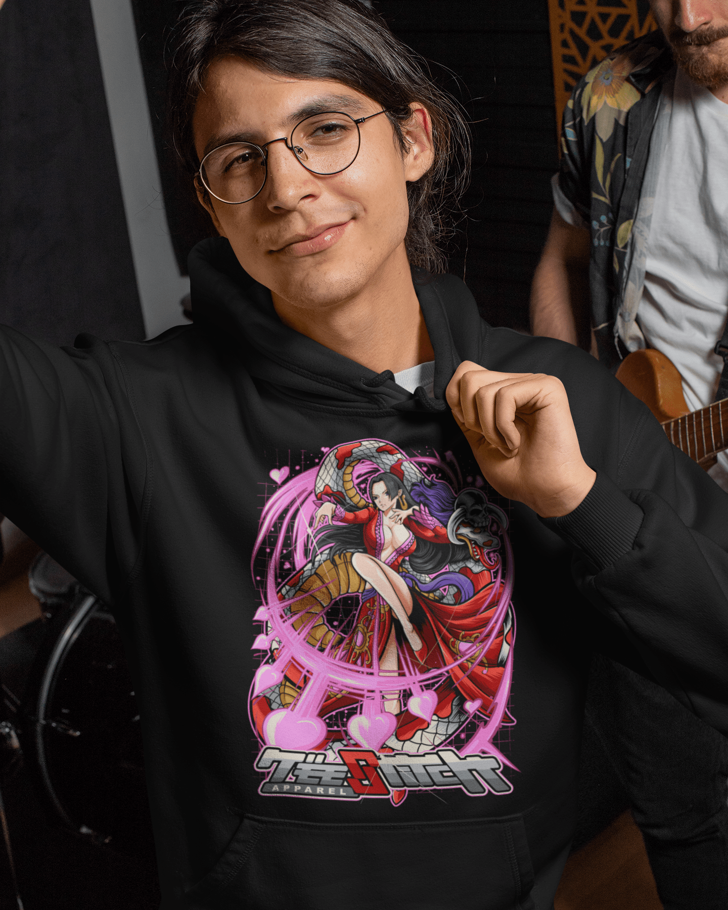 Sweet-Addition-designed-pullover-hoodie-mockup-of-a-musician-with-a-keyboard-TeeStitchApparel