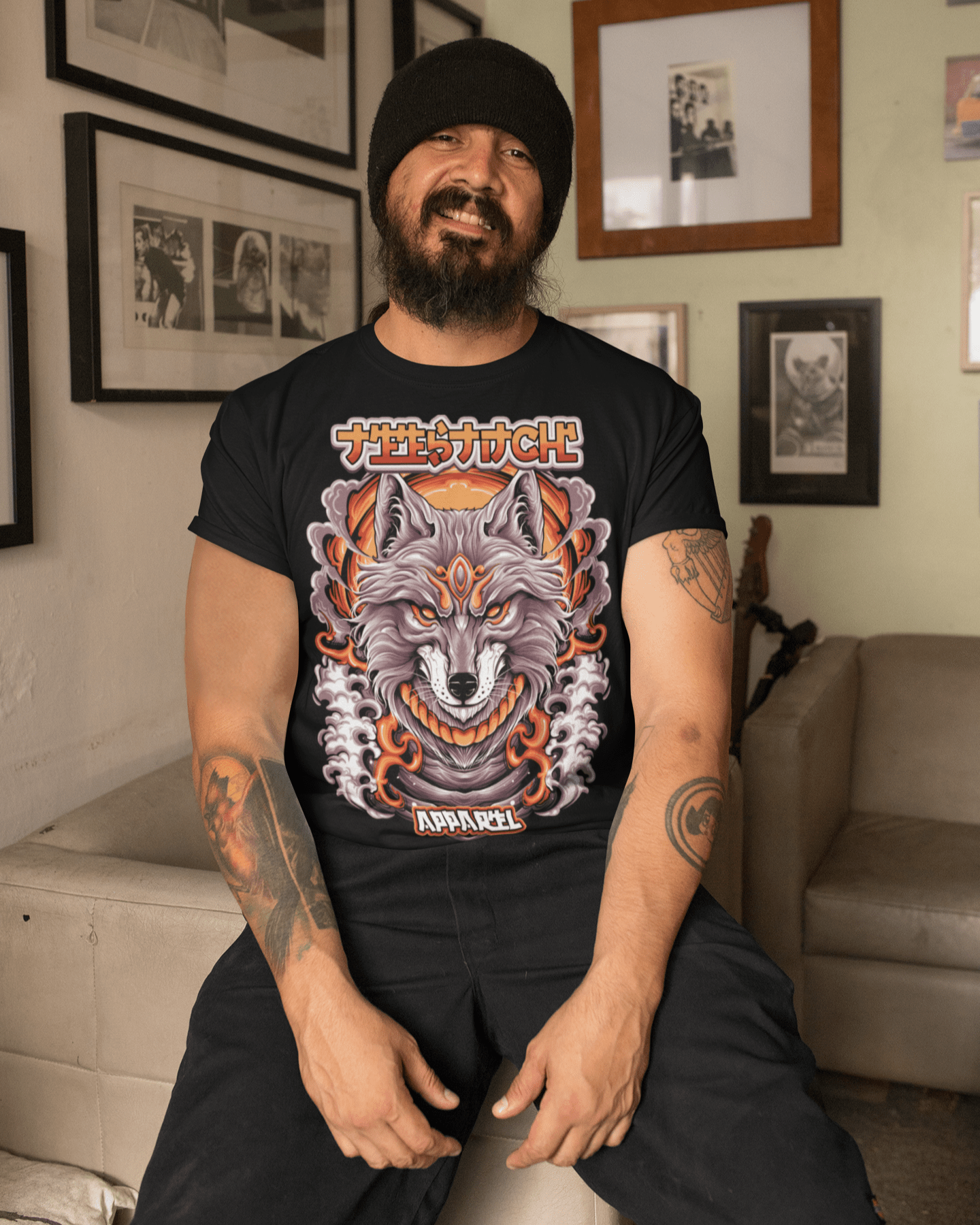 Wolfwave-mockup-of-a-bearded-man-with-tattoos-wearing-a-t-shirt-indoors