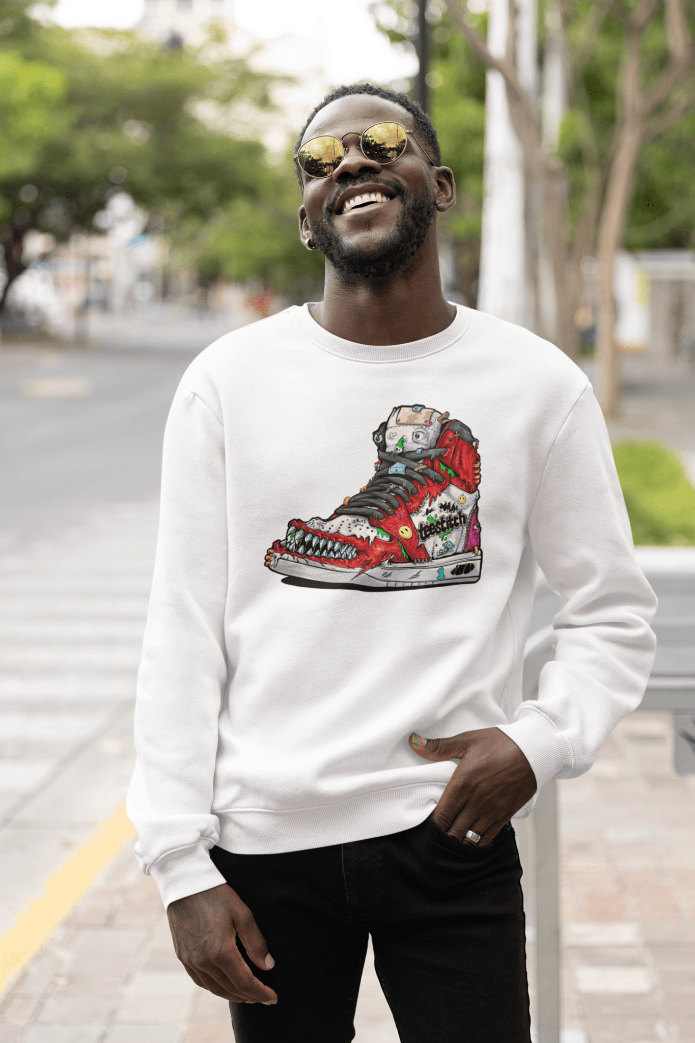 Angry High Top - Unisex Sweatshirt || TeeStitch Apparel - TeeStitch Apparel