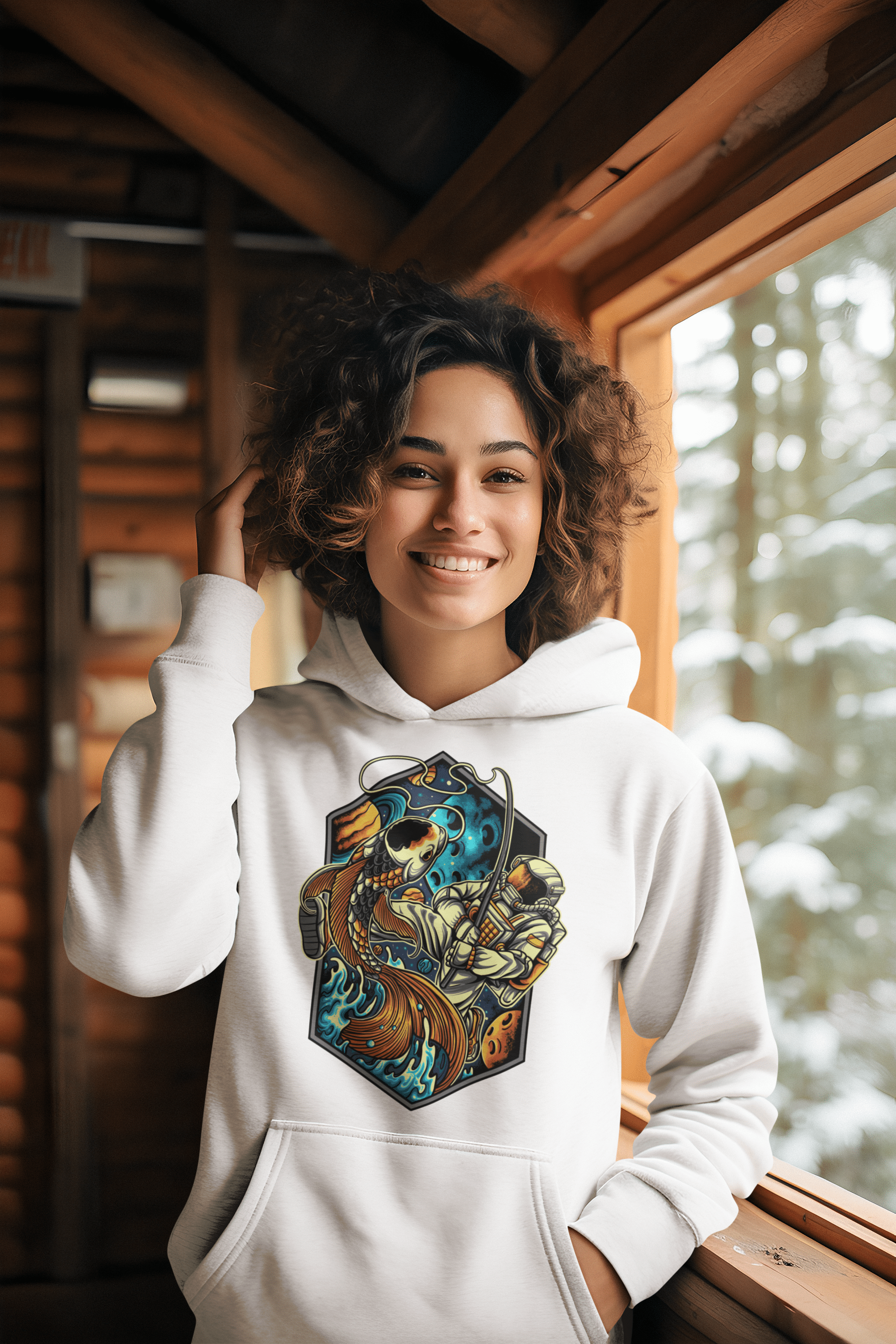 Astro Fishing - Unisex Hoodie || TeeStitch Apparel Hoodie image