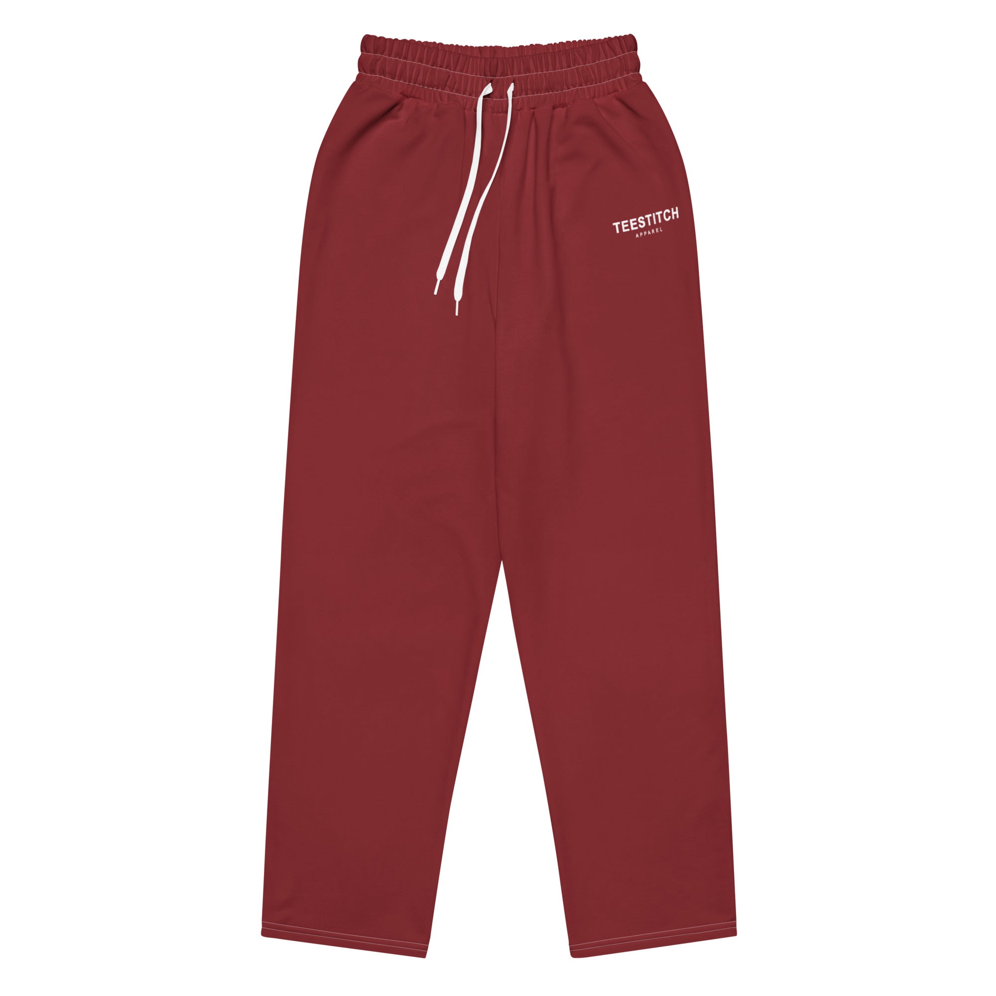 Burgundy - Unisex Wide - leg joggers || TeeStitch Apparel - TeeStitch Apparel