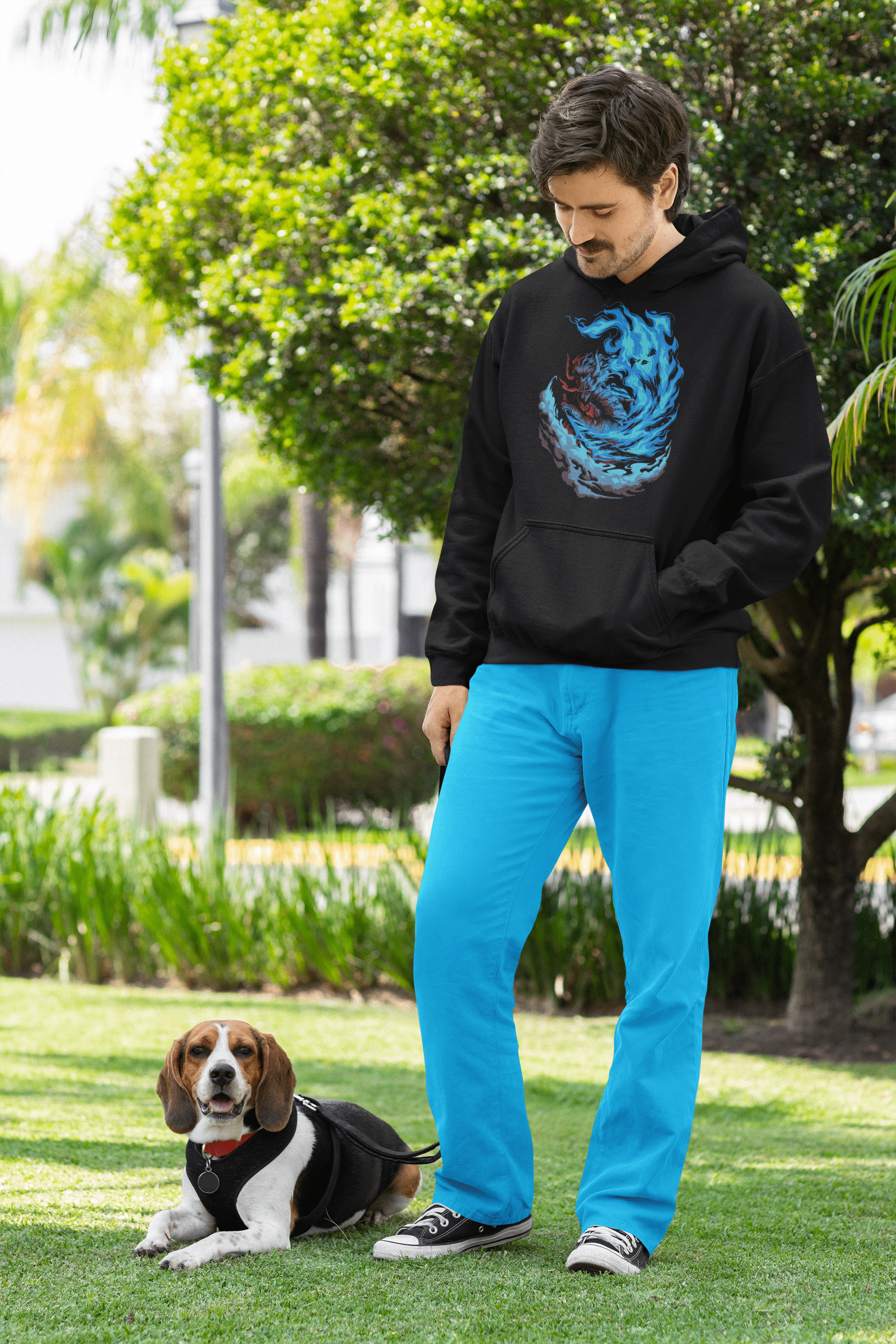 Dragon with Blue Fire - Unisex Hoodie || TeeStitch Apparel Hoodie image