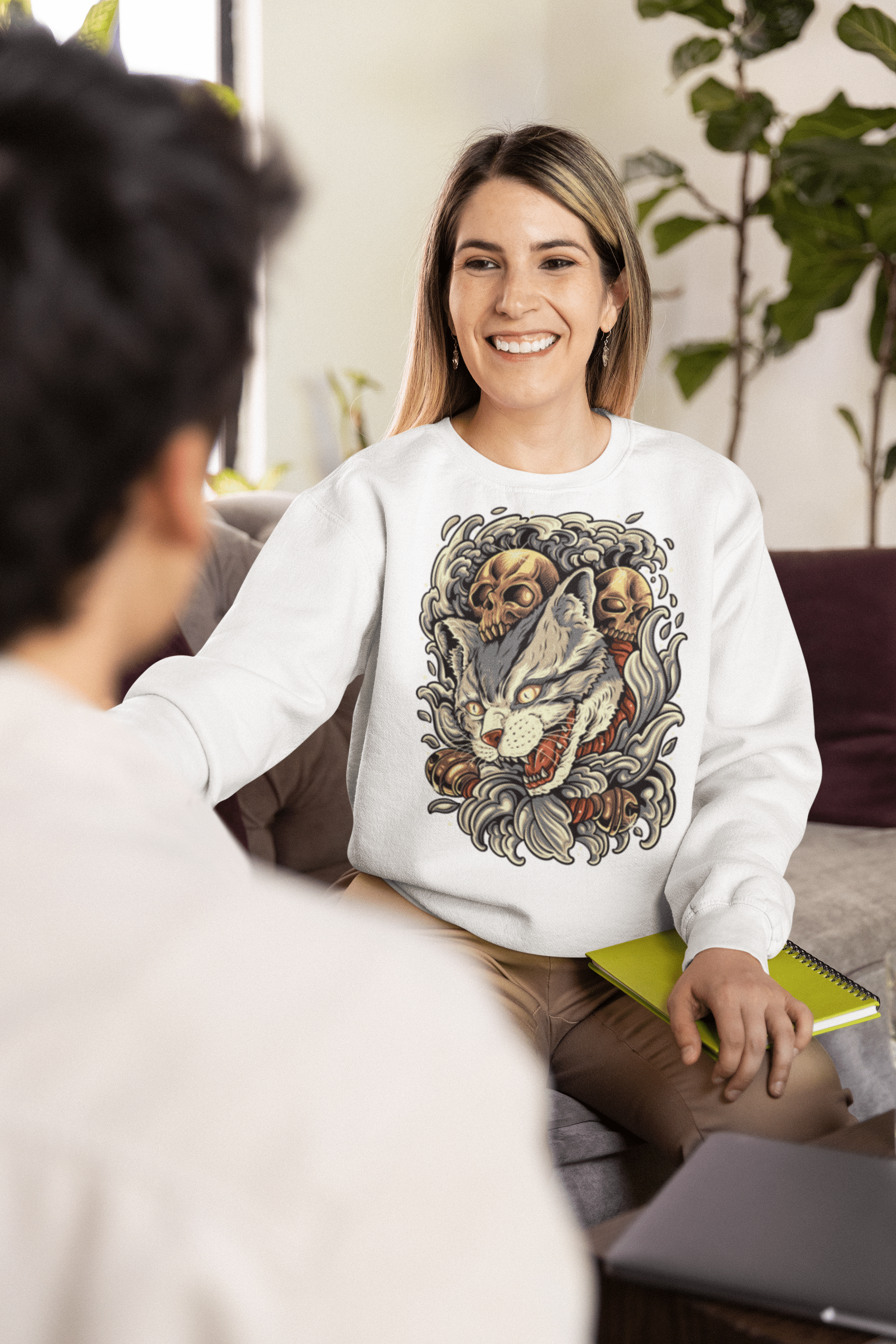 Neko Skull - Unisex Sweatshirt || TeeStitch Apparel Sweatshirt image