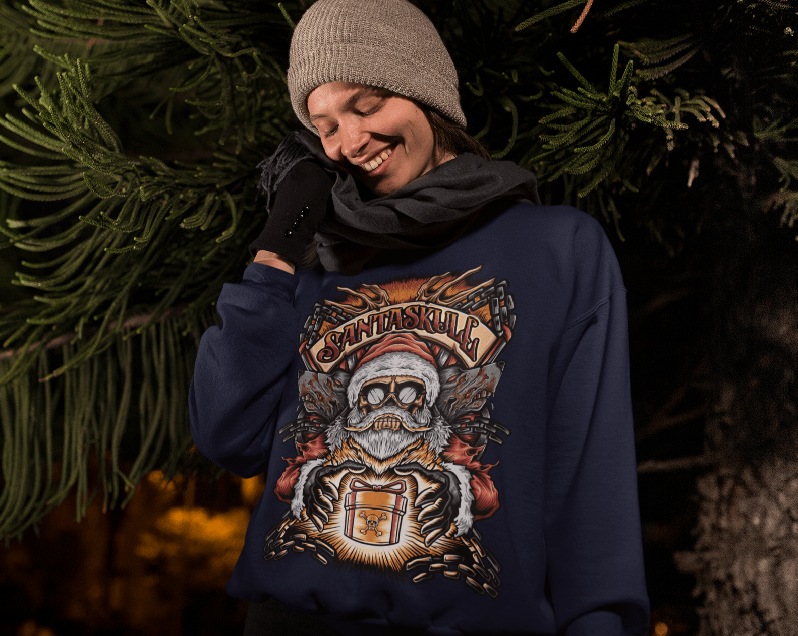 Santa Skull - Unisex Sweatshirt || TeeStitch Apparel Sweatshirt image
