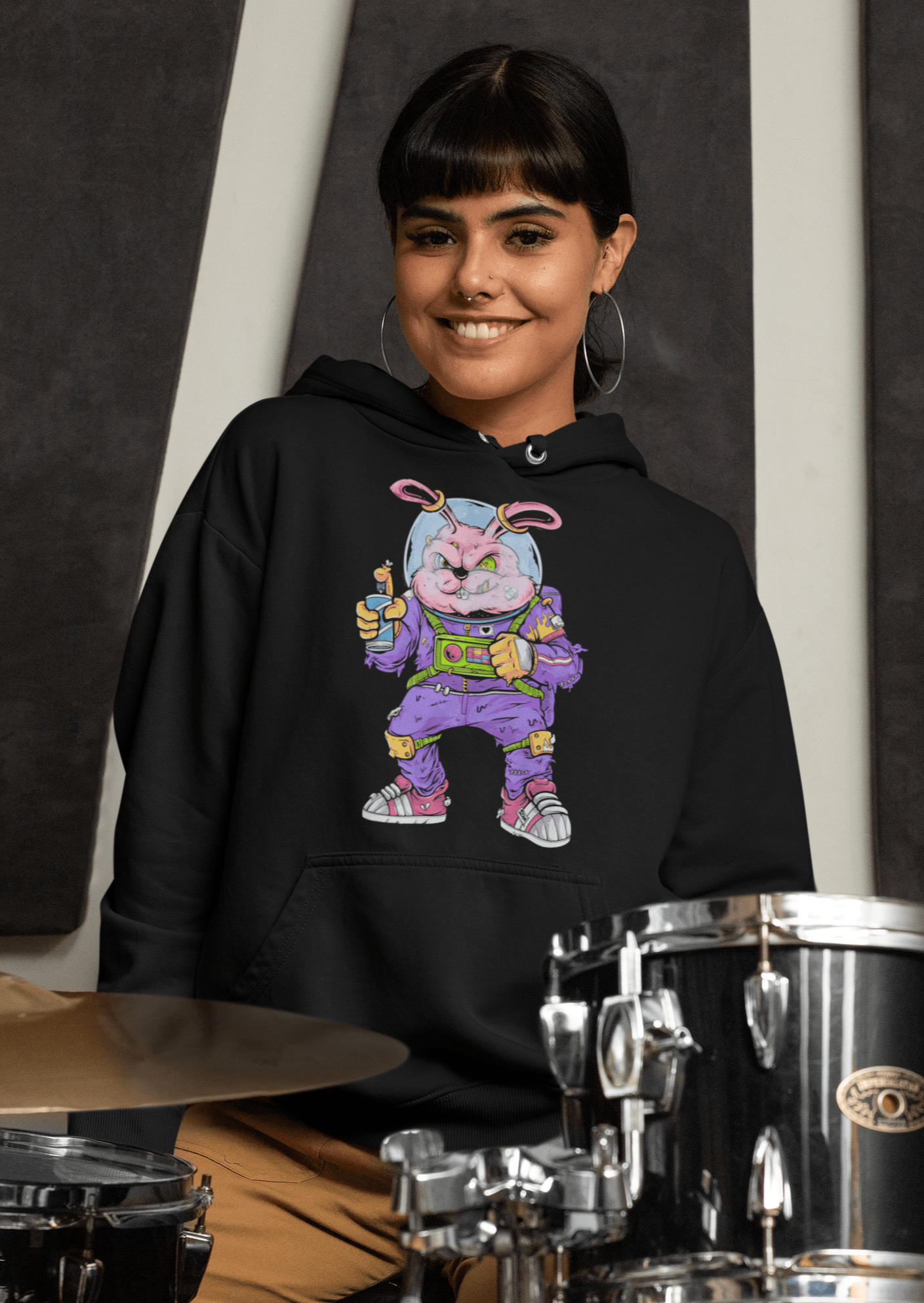 Space Rabbit - Unisex Hoodie || TeeStitch Apparel Hoodie image