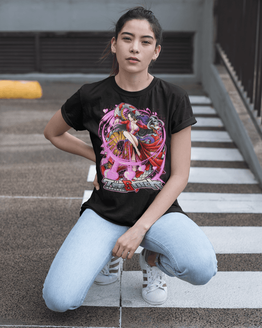 Sweet-Addition-unisex-tee-mockup-of-a-woman-posing-in-a-parking-lot