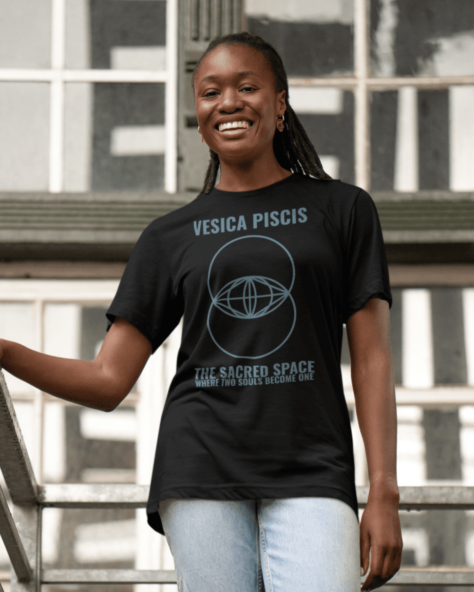 visica-piscis--tee-mockup-featuring-a-joyful-woman-in-a-staircase